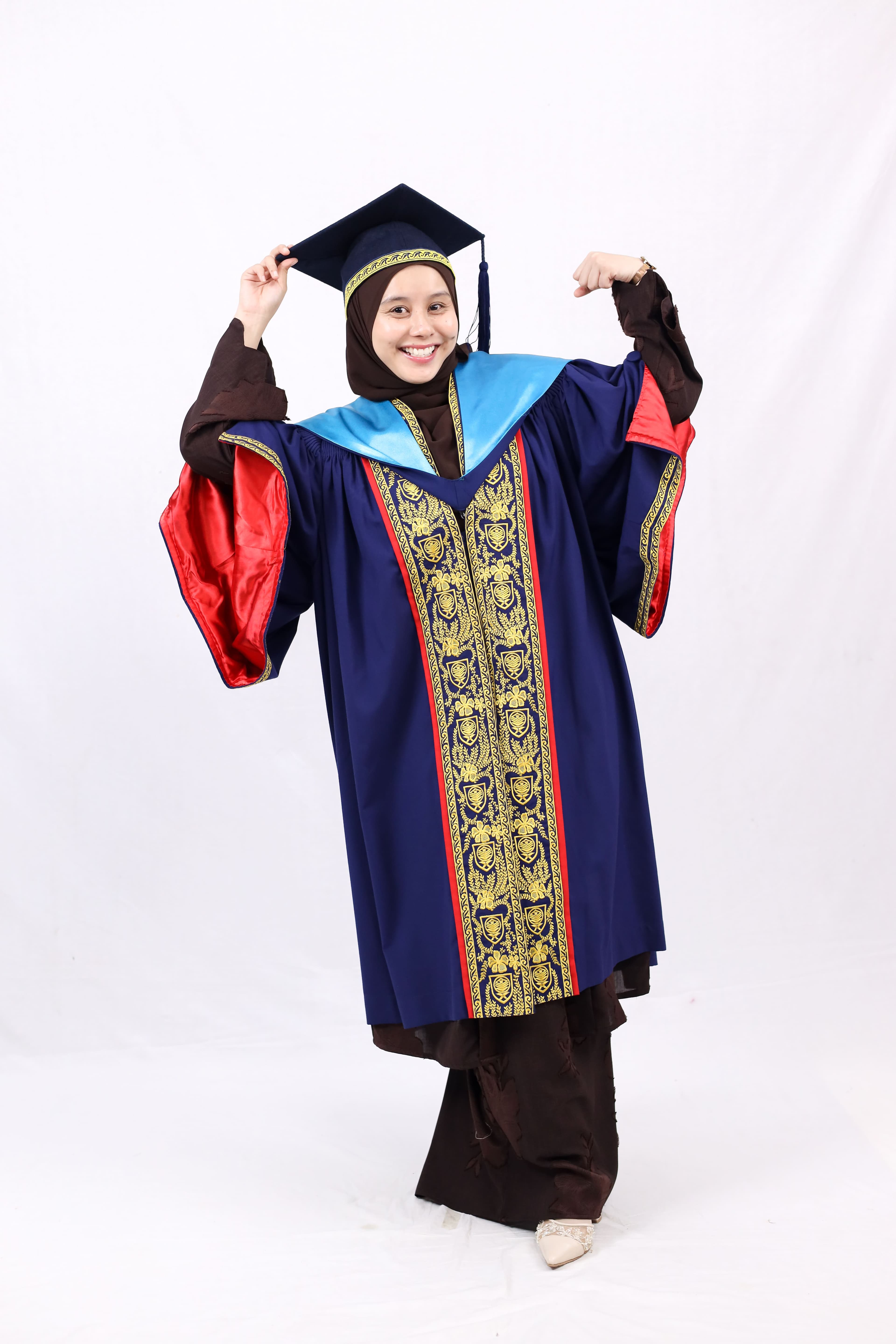 Confident convocation portrait session